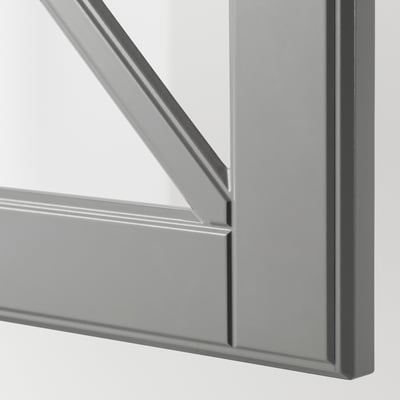 METOD Wall cabinet w 2 glass dr/crossbar., white/Bodbyn grey, 80x37x40 cm