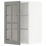 METOD Wall cabinet w shelves/glass door, white/Bodbyn grey, 40x37x60 cm
