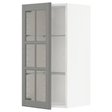 METOD Wall cabinet w shelves/glass door, white/Bodbyn grey, 40x37x80 cm