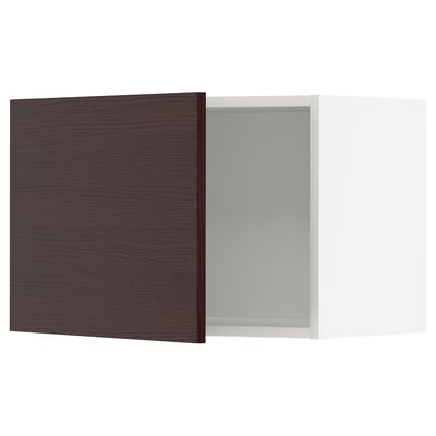 METOD Wall cabinet, white Askersund/dark brown ash effect, 60x37x40 cm