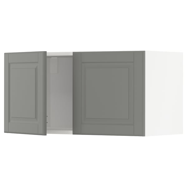 METOD Wall cabinet with 2 doors, white/Bodbyn grey, 80x37x40 cm