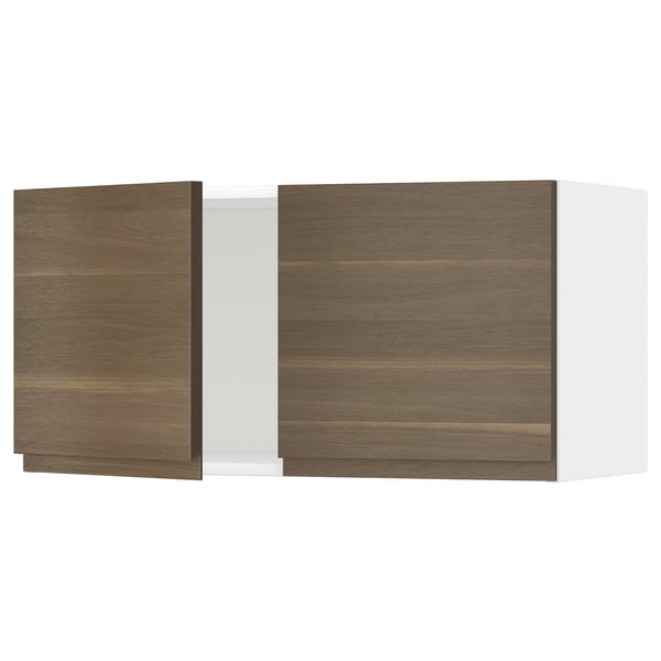 METOD Wall cabinet with 2 doors, white/Voxtorp walnut effect, 80x37x40 cm