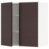 METOD Wall cabinet with shelves/2 doors, white Askersund/dark brown ash effect, 80x37x80 cm