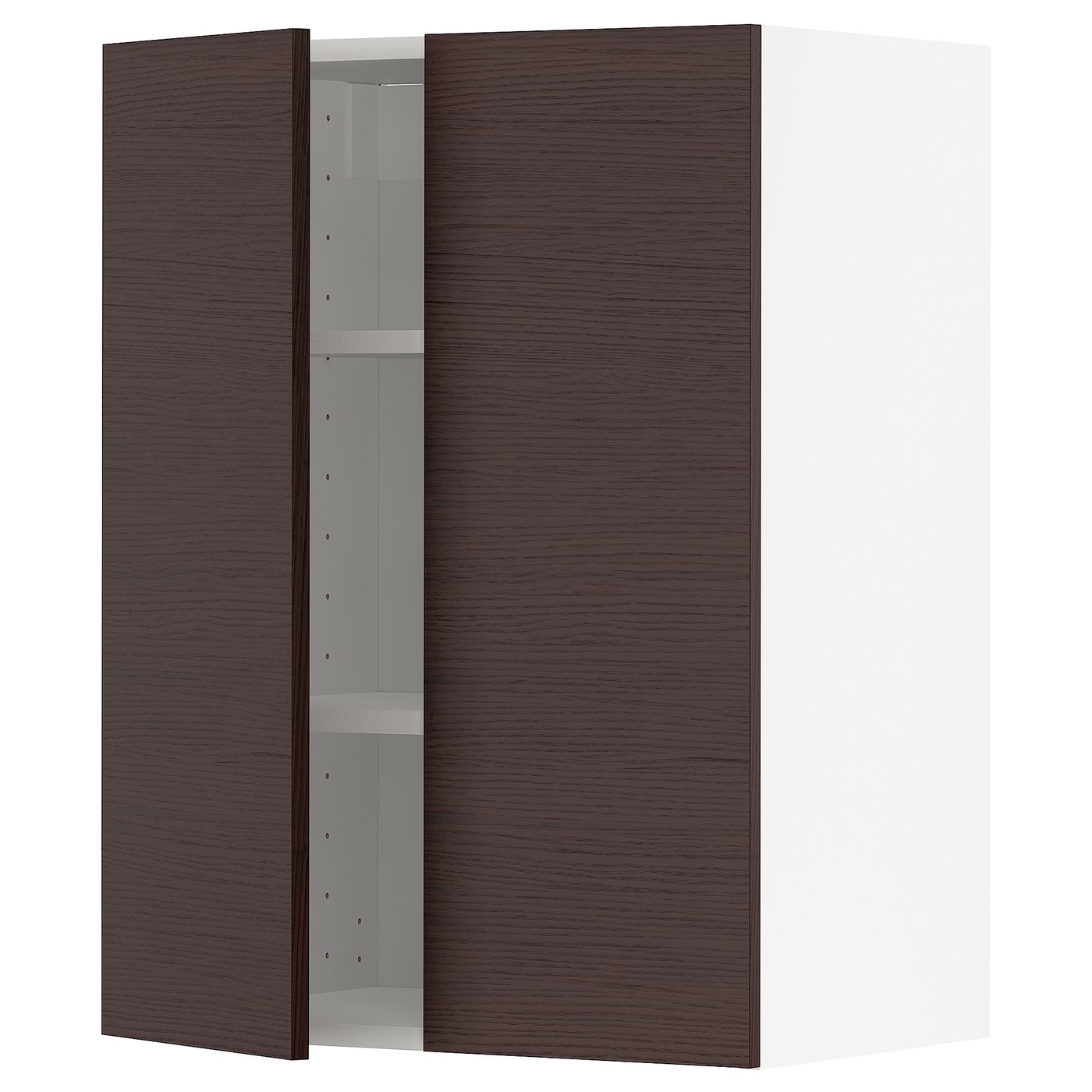 METOD wall cabinet with shelves/2 doors, white Askersund/dark