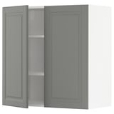 METOD Wall cabinet with shelves/2 doors, white/Bodbyn grey, 80x37x80 cm