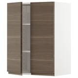 METOD Wall cabinet with shelves/2 doors, white/Voxtorp walnut effect, 60x37x80 cm