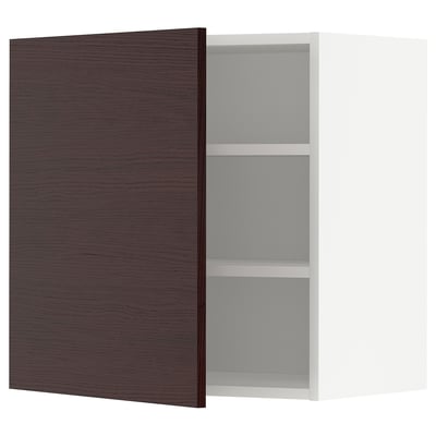 METOD Wall cabinet with shelves, white Askersund/dark brown ash effect, 60x37x60 cm