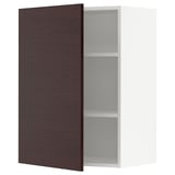 METOD Wall cabinet with shelves, white Askersund/dark brown ash effect, 60x37x80 cm