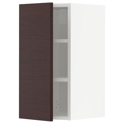 METOD Wall cabinet with shelves, white Askersund/dark brown ash effect, 30x37x60 cm