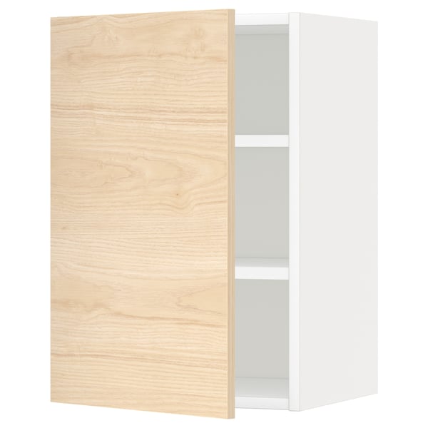 METOD Wall cabinet with shelves, white/Askersund light ash effect, 40x37x60 cm