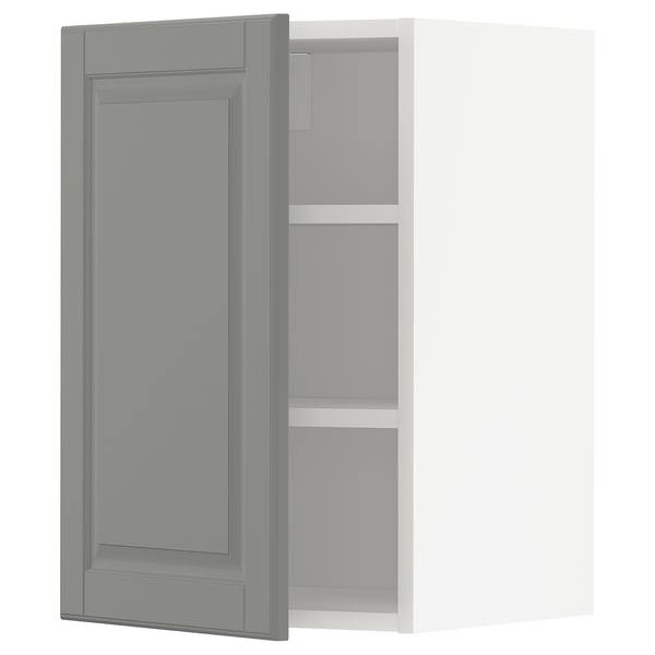 METOD Wall cabinet with shelves, white/Bodbyn grey, 40x37x60 cm