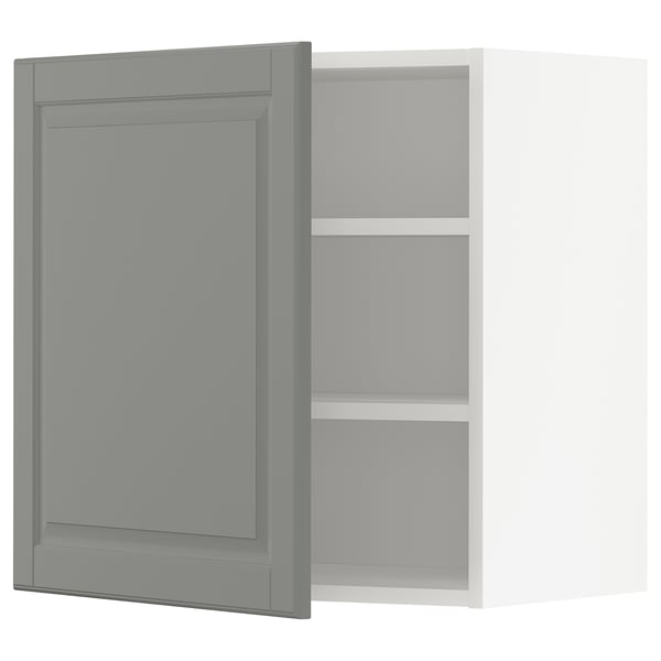 METOD Wall cabinet with shelves, white/Bodbyn grey, 60x37x60 cm