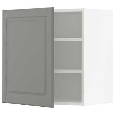 METOD Wall cabinet with shelves, white/Bodbyn grey, 60x37x60 cm