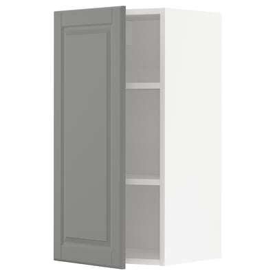METOD Wall cabinet with shelves, white/Bodbyn grey, 40x37x80 cm