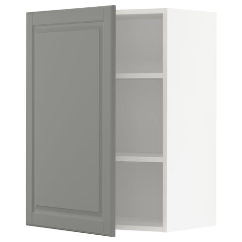 METOD soft grey kitchen cabinet, rectangular, bevelled edges, with one adjustable shelf.