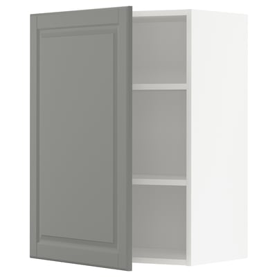 METOD Wall cabinet with shelves, white/Bodbyn grey, 60x37x80 cm