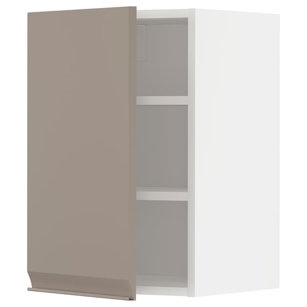 METOD Wall cabinet with shelves, white/Upplöv matt dark beige, 40x37x60 cm