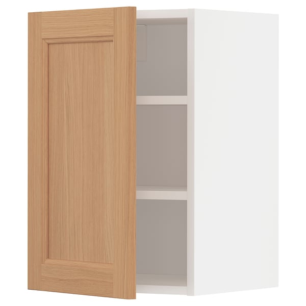 METOD Wall cabinet with shelves, white/Vedhamn oak, 40x37x60 cm