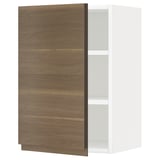 METOD Wall cabinet with shelves, white/Voxtorp walnut effect, 40x37x60 cm