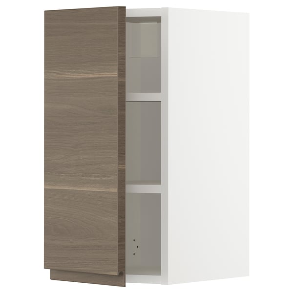 METOD Wall cabinet with shelves, white/Voxtorp walnut effect, 30x37x60 cm