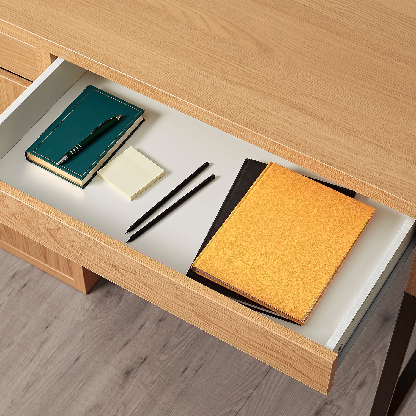 MICKE desk, oak effect, 105x50 cm - IKEA