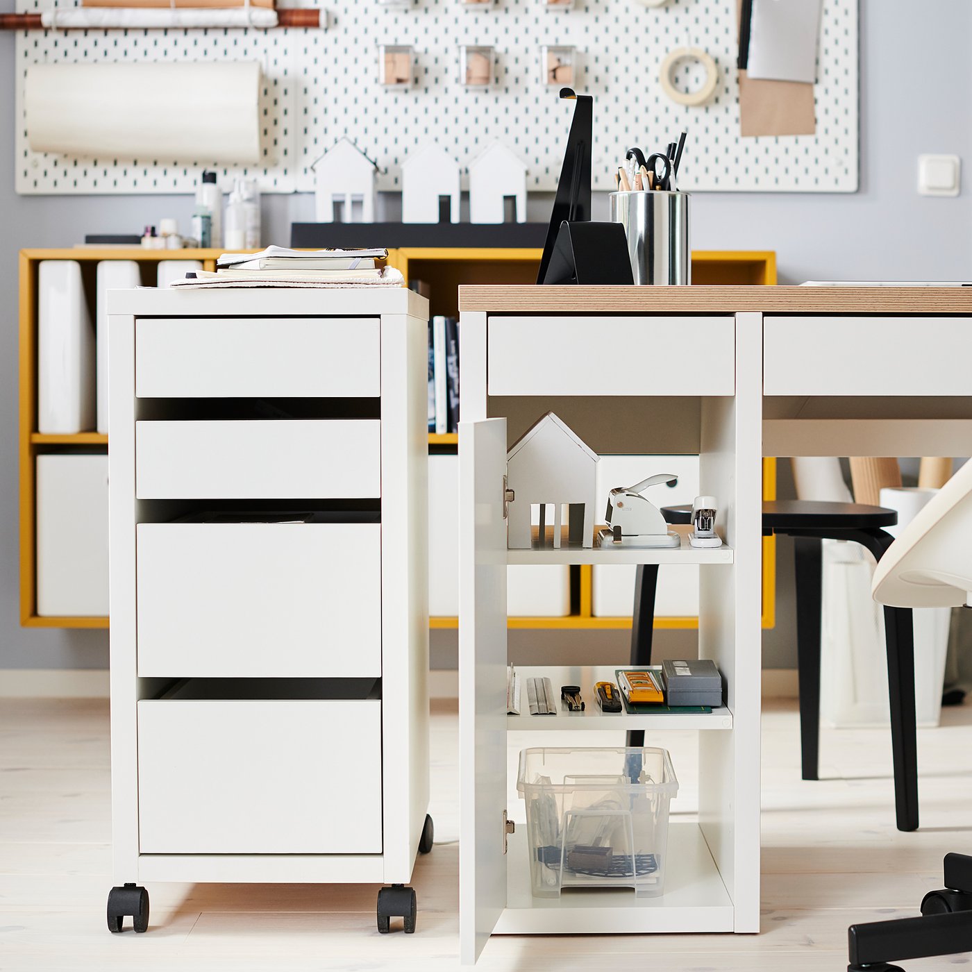MICKE drawer unit on castors, white, 35x75 cm - IKEA