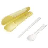 MIDDAGSGÄST Chopsticks and spoon set with case, yellow