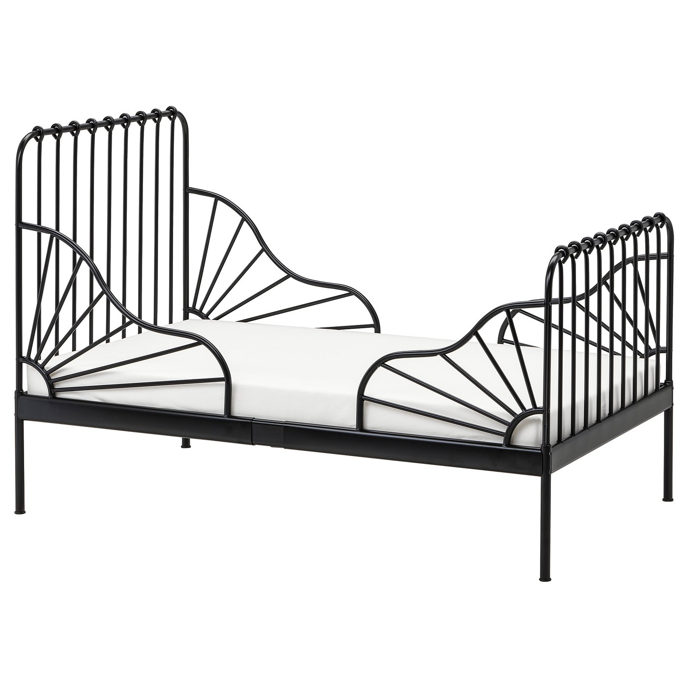 Minnen Ext Bed Frame With Slatted Bed Base Black Ikea