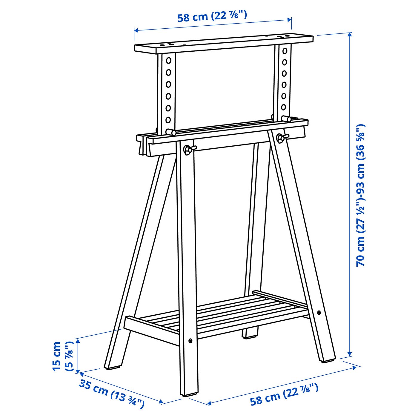 MITTBACK trestle, birch, 58x70/93 cm - IKEA