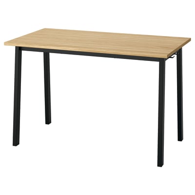 A MITTZON conference table with a light oak top, black metal legs, and a rectangular shape, ideal for meeting rooms.