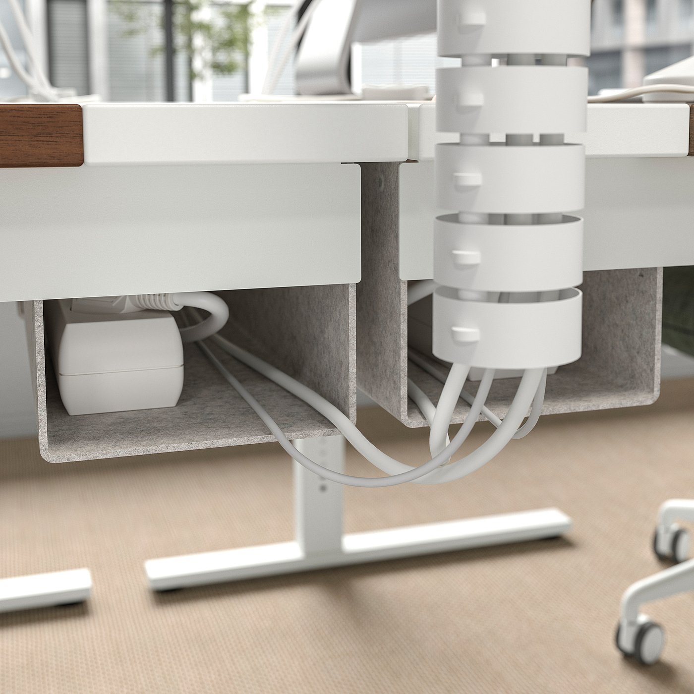 MITTZON desk, walnut veneer/white, 140x60 cm - IKEA