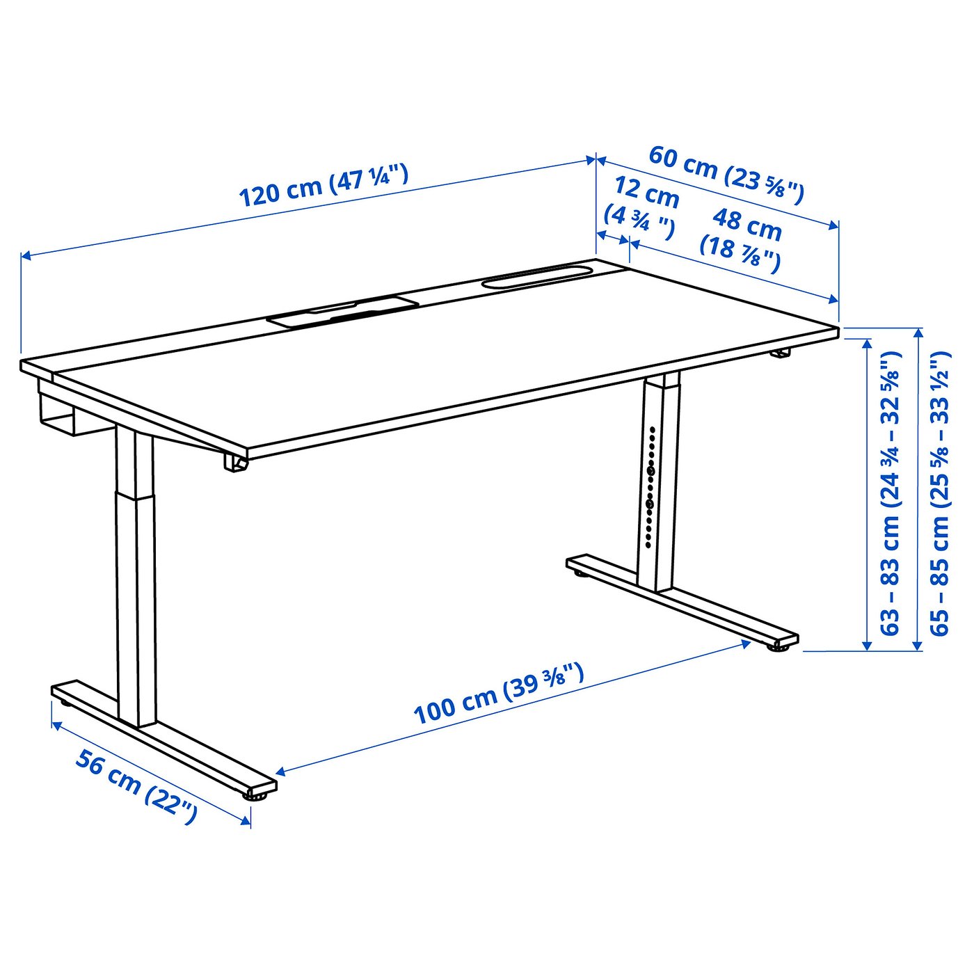 こめぽん様Desk Med 60×120 Upstand 48W x 24D Standing Desk with Dual Monitor Arm | Bestar