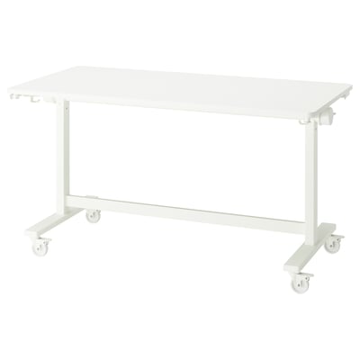 MITTZON Foldable table with castors, white, 140x70 cm