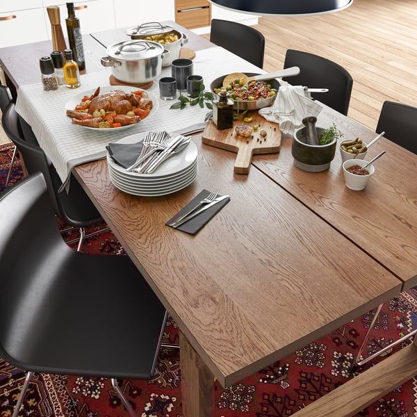 MÖRBYLÅNGA Table, oak veneer brown stained, 220x100 cm