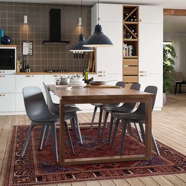 MÖRBYLÅNGA Table, oak veneer brown stained, 220x100 cm