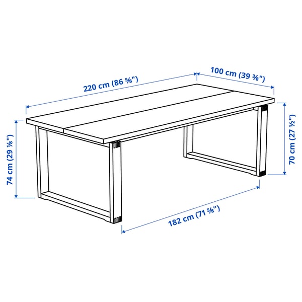 MÖRBYLÅNGA Table, oak veneer brown stained, 220x100 cm