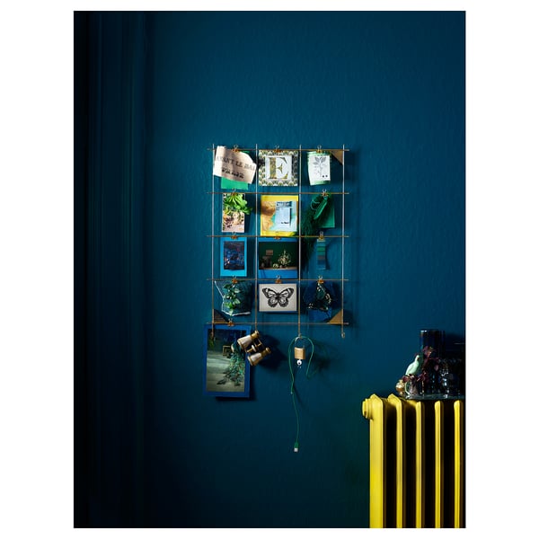 MYRHEDEN Memo board with clips, brass-colour