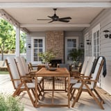 NÄMMARÖ Table+6 reclining chairs, outdoor, light brown stained/Frösön/Duvholmen beige