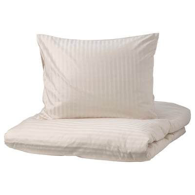 NATTJASMIN Duvet cover and 2 pillowcases, light beige, 200x200/50x60 cm