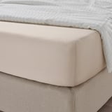 NATTJASMIN Fitted sheet, light beige, 140x200 cm