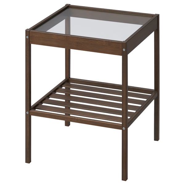 NESNA Bedside table, dark brown, 36x35 cm