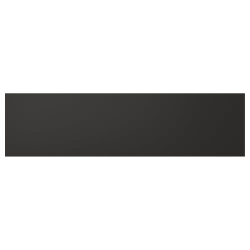 Matt black rectangular NICKEBO shelf, modern, sleek design, made from recycled materials.