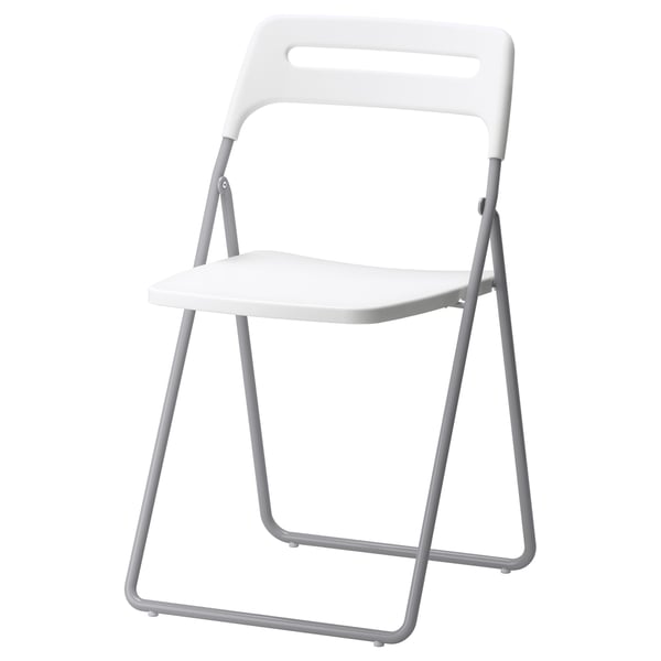 NISSE Folding chair, silver-colour/white