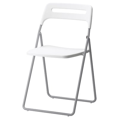 NISSE Folding chair, silver-colour/white