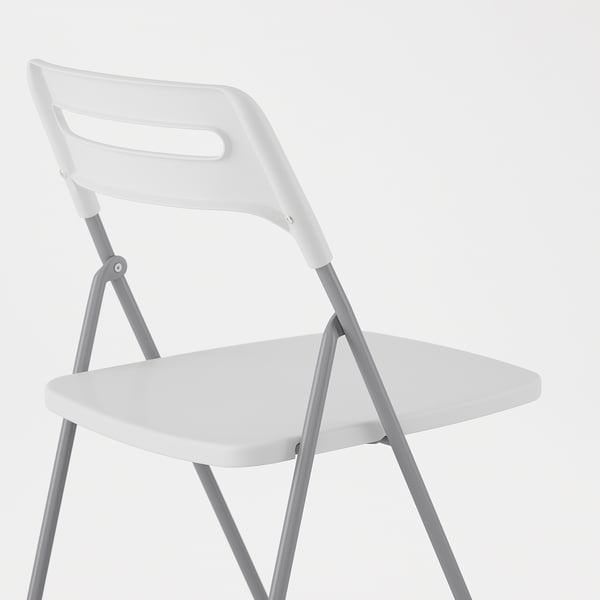 NISSE Folding chair, silver-colour/white