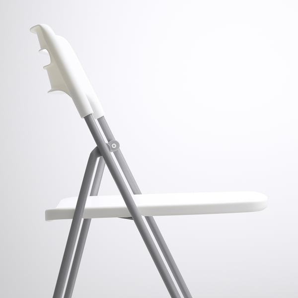 NISSE Folding chair, silver-colour/white