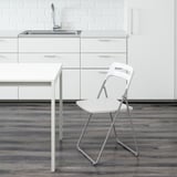 NISSE Folding chair, silver-colour/white