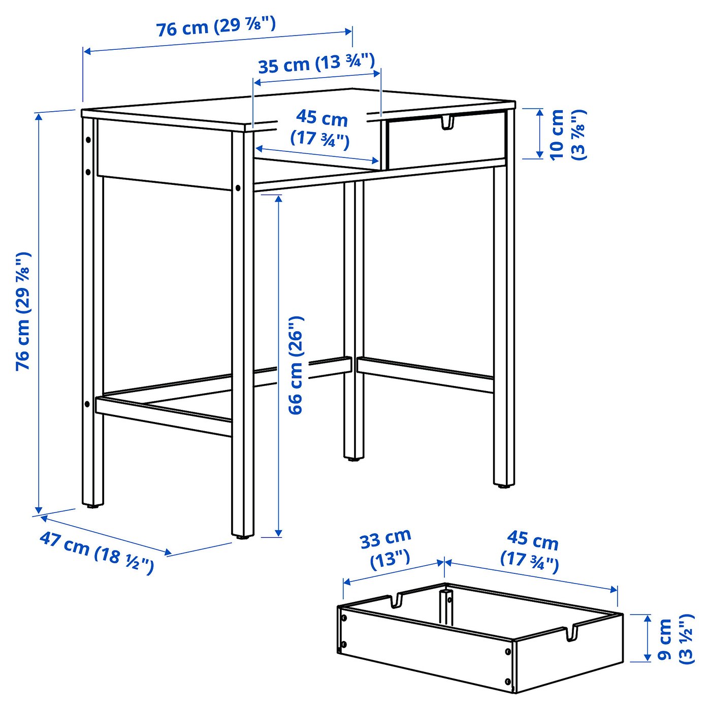 NORDKISA dressing table, bamboo, 76x47 cm - IKEA