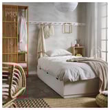 NORDLI Bed frame with storage and mattress, white/Åkrehamn firm, 90x200 cm