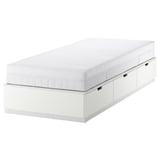 NORDLI Bed frame with storage and mattress, white/Åkrehamn firm, 90x200 cm